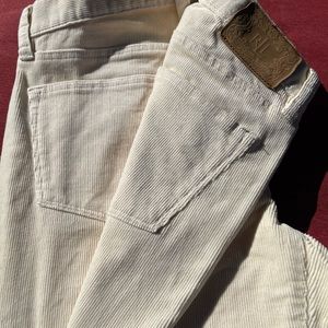 Lauren Ralph Lauren,  cream colored, straight leg cords with leather tag. Size 6